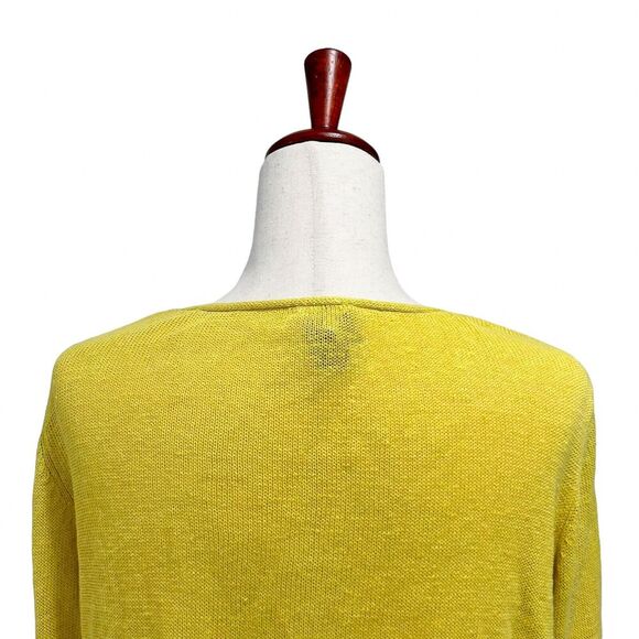 Eileen Fisher Medium Top 100% Linen Shirt Blouse Yellow Pullover Lagenlook Knit - Picture 4 of 11